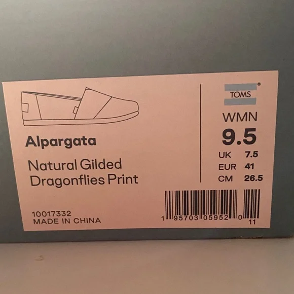 TOMS Women's Alpargata  Beige dragonflies Patterned Flats !!BRAND NEW!! - Picture 10 of 10